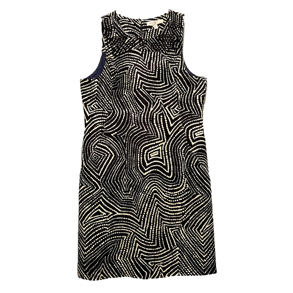 BANANA REPUBLIC HERITAGE BLACK CREAM COTTON DRESS SIZE 14